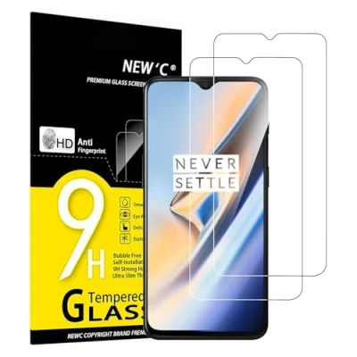 Abbildung von NEW&#039;C 2 Stück, Panzer Schutz Glas für One Plus 6T, 7, Frei von Kratzern, 9H Härte, HD Displayschutzfolie, 0.33mm Ultra klar, Ultrabeständig
