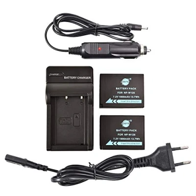 Abbildung von DSTE 2 Stücke Batterie Akku und Kanäle Dual USB Quick Ladegerät Kit für Fujifilm NP W126 W126S FinePix HS30EXR HS33EXR HS35EX HS50EXR X A1 A2 A3 E1 E2 M1 Pro1 T1 T2 T10 XFmmf2