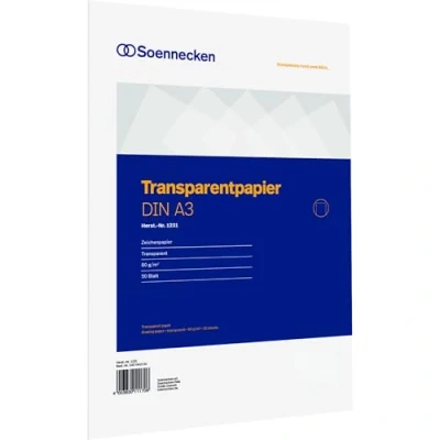 Abbildung von Soennecken Transparentpapier 1231 DIN A3 80g 50 Blatt