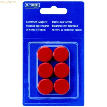 Abbildung von Maul Rundmagnet 20mm Durchmesser 0,3kg Haftkraft VE=6 Stück rot