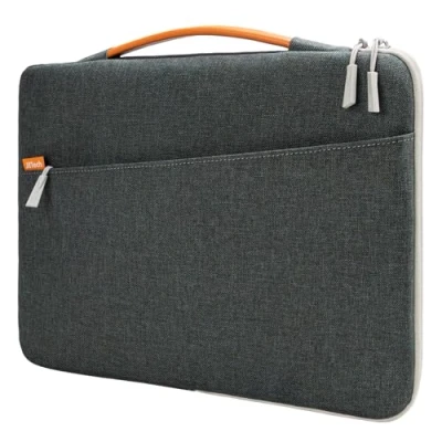 Abbildung von JETech Laptoptasche Hülle für 13,3 Zoll MacBook Air/Pro, 14 Inch Pro (M4/M3/M2/M1, 2021 2024), Laptophülle Laptop Sleeve mit Griff, Kompatibel 13 13,6 Notebook (Dunkel Grau)