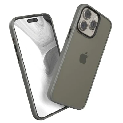 Abbildung von EAZY Case Hybrid Outdoor kompatibel mit iPhone 15 Pro Max Handyhülle für Hülle als Fallschutz schlanke Schutzhülle stoßfestes Cover in Matt Transparent/Anthrazit