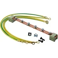 Abbildung von DIGITUS Potentialausgleichsschiene 220 mm Länge für 19&quot; Netzwerk &amp; Serverschränke von 6 Verbindungspunkte inkl. 4x Erdungskabel Kupfer