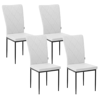 Abbildung von WOLTU Esszimmerstühle 4er Set, Küchenstuhl Kunstleder, mit hoher Rückenlehne, Polsterstuhl Metallbeinen, für Esszimmer Esstisch Küche Wohnzimmer Büro, Weiß, EZS21ws 4