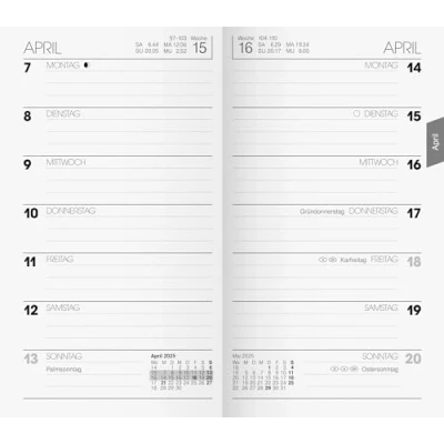 Abbildung von Brunnen Taschenkalender 2025 Taschenkalender9x15cm 1S/1W Einlage
