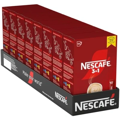 Abbildung von NESCAFÉ 3 in 1 Getränkepulver Sticks, löslicher Bohnenkaffee mit Creamer &amp; Zucker, Instant Kaffee aus erlesenen Kaffeebohnen, koffeinhaltig, 8er Pack (8 x 10 Sticks à 16,5g)