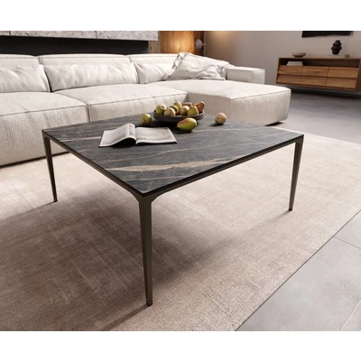 Abbildung von Couchtisch Levente 85x85 cm Keramik Laminam®Noir Desir Braun Gestell Metall Schwarz