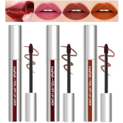 Abbildung von Sitovely Peel Off Lip Liner Stain, 3PCS Stain Matte Brown Liner, Langanhaltender Abziehbarer Lippenfleck, Tattoo Highly Pigmented Tint (C, M)