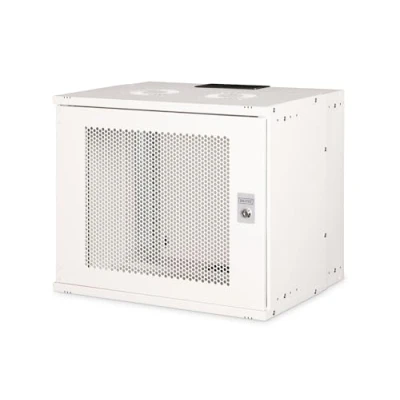 Abbildung von DIGITUS Netzwerkschrank 19 Zoll Rack 9 HE Unmontiert Wandmontage 400 mm Tiefe 327 Nutztiefe Traglast 60 kg perforierte Stahltür SOHO Pro Serie Grau