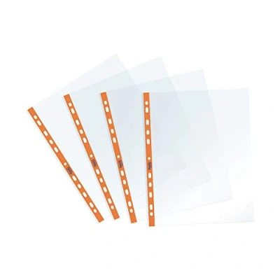 Abbildung von Favorit Prospekthüllen mit Universal Lochung, Innenformat 22 x 30 cm, glatte Oberfläche, für A4 Blätter, 25 Stück Banda Con Fori Arancio Fluo