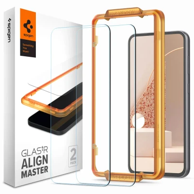 Abbildung von 2 Pcer Pack Samsung Galaxy S23 FE Panzerglas Spigen AlignMaster Full Cover Screenprotector 2er Screen Protector