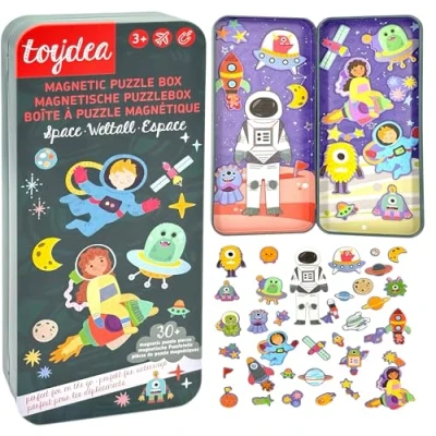 Abbildung von Toydea Magnetspiel Puzzle Box Weltraum Fördert Kreativität &amp; Feinmotorik Magnetisches Spielzeug ab 3 Jahre, ideales Reisespiel für Kinder Perfekt unterwegs zuhause