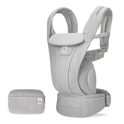 Abbildung von Ergobaby Omni Deluxe All in One Babytrage für Neugeborene ab Geburt bis 20kg, Ergonomische 4 Positionen Mesh Rückentrage Baby Tragetasche, Pearl Grey
