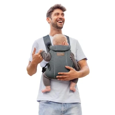 Abbildung von Jané Dual, ergonomische Babytrage, von Geburt bis 15 kg, 3 Positionen, atmungsaktiv und gepolstert, Grau