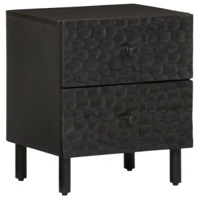 Abbildung von vidaXL Nachttisch, Nachtschrank mit Tür Eisenbeine, Nachtkommode für Schlafzimmer, Nachtkonsole Beistelltisch, Modern, Schwarz Massivholz Mango
