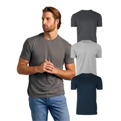 Abbildung von True Classic Herren T Shirt mit Rundhalsausschnitt und kurzen Ärmeln, 3er Pack Marineblau, Holzkohlefarben, Grau Meliert, XL
