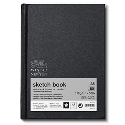 Abbildung von Winsor &amp; Newton 6673014 Skizzenbuch mit 80 Blatt Skizzenpapier, 110 g/m², Hardcover gebunden Rückenleimung, mikroperforieten Blättern DIN A6