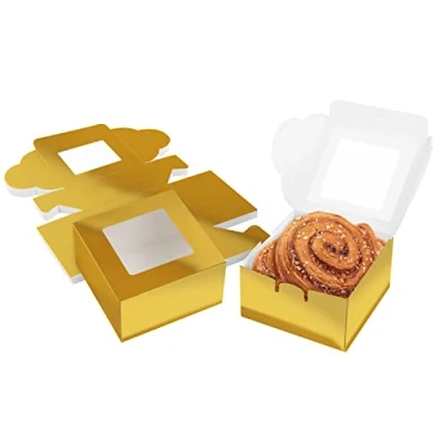 Abbildung von Belle Vous Geschenkbox Goldene Geschenkboxen für Gebäck (50 Stück), Golden Gift Boxes for Pastries pcs)