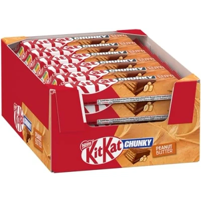 Abbildung von KITKAT NESTLÉ CHUNKY Peanut Butter Schokoriegel, Knusper Riegel mit Erdnusscreme &amp; knuspriger Waffel, 24er Pack (24 x 42g)