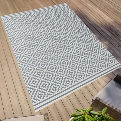 Abbildung von Primaflor Ideen In Textil Teppich &quot;Outdoorteppich ELDORADO Quadra&quot;, rechteckig, Flachgewebe, Rauten, Scandi, und Outdoor geeignet, wasserfest