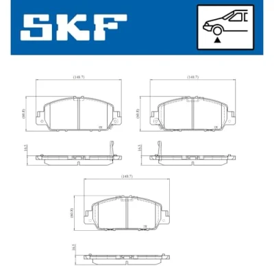 Abbildung von SKF VKBP 81098 A Bremsbelagsatz mit akustischer Verschleißwarnung HONDA: HR V II