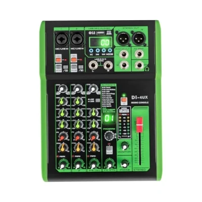 Abbildung von Professioneller Audio Mischpult, DJ Mischpult mit 99 DSP Digitaleffekten USB MP3 Eingang 48V Professionelle Phantomspeisung Mikrofonvorverstärker für Mixer Konsole Tonstudio (DI 4UX)