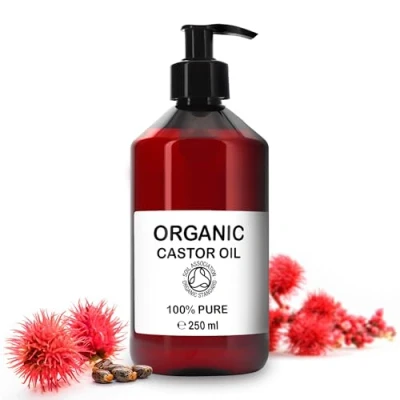 Abbildung von Organisches Rizinusöl 100% BIO Hautpflege &amp; Faltenreduktion Haarpflege gegen trockenes, sprödes Haar Kollagen Förderung, Durchsichtig, 250 ml
