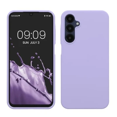 Abbildung von kwmobile Hülle kompatibel mit Samsung Galaxy A25 Silikon Handy Case Handyhülle weiche Oberfläche kabelloses Laden Lavendel