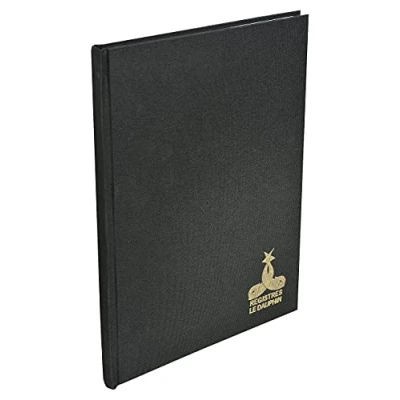 Abbildung von Le Delphin Ref. 9569D 1 Register Maße 39 x 25,5 cm kariert 5 kleine Karos Innenpapier 90 g 600 nummerierte Seiten Hardcover aus schwarzem Canvas