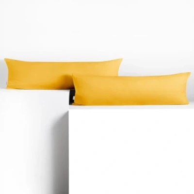 Abbildung von DecoKing 2 Kissenbezüge 20x145 cm Jersey Baumwolle Reißverschluss gelb Amber