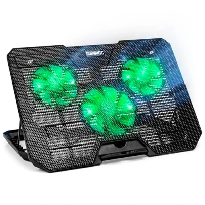 Abbildung von Duronic Laptop Kühlpad LC3, ergonomischer Kühlständer für 14 17,3 Zoll Laptops, verstellbare Lüftergeschwindigkeit von 1400 U/min, 6 Höhenstufen, LED Lichter, leichtes und schlankes Design Arbeit,