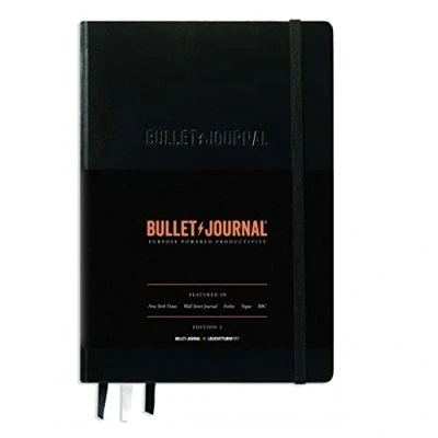 Abbildung von LEUCHTTURM1917 363572 Bullet Journal Edition 2, Notizbuch Medium (A5), Hardcover, 206 nummerierte Seiten, 120 g/m² Papier, dotted, Schwarz