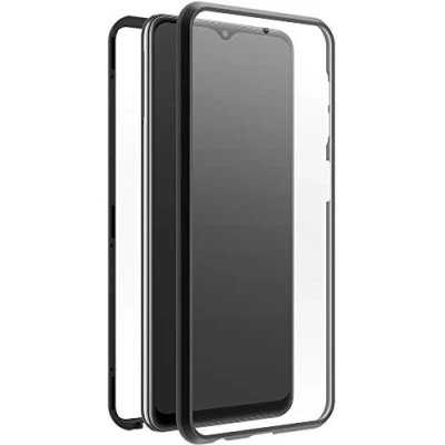 Abbildung von Black Rock Hülle 360 Grad Glass Case Passend für Samsung Galaxy A33 5G I Handyhülle, Magnet Verschluss, Cover (Transparent mit schwarzem Rahmen)