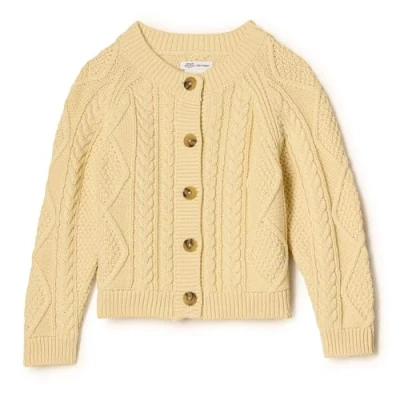 Abbildung von Amazon Essentials x Sofia Grainge Unisex Baby Fischer Strickjacke Pullover, Buttergelb, 18 Monate