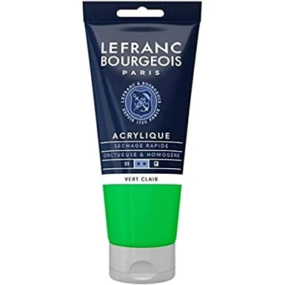 Abbildung von Lefranc Bourgeois 300381 Fine Acrylfarbe Hellgrün, 80ml Tube, cremige auf Wasserbasis, schnell trocknend, lichtecht, wasserfest
