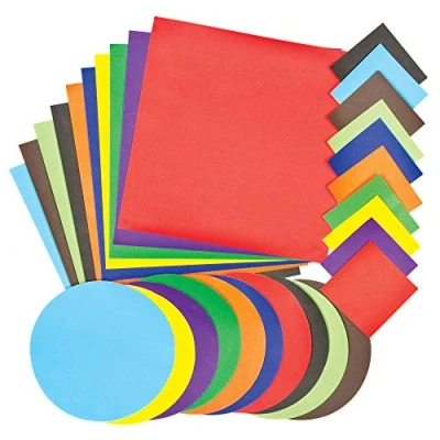 Abbildung von Großpackung gummiertes Papier Quadrate und Kreise zum Basteln von Karten, Collagen Dekorationen (300 Stück)