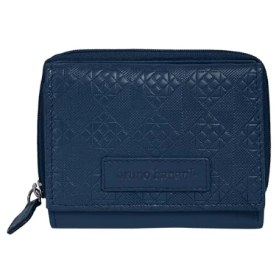 Abbildung von bruno banani kleine Geldbörse im Querformat Echt Leder Damen Portemonnaie, Geldbeutel aus Rindleder, Brieftasche mit 6 Kartenfächern, Druckknopfverschluss 022055