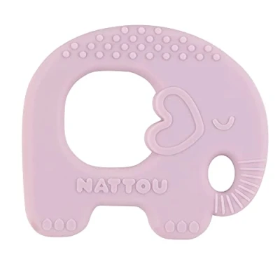 Abbildung von Nattou Beißring aus Silikon, Elefant als Greifling und Beißtier, BPA frei, Ca. 9 cm, Silicon, Lila