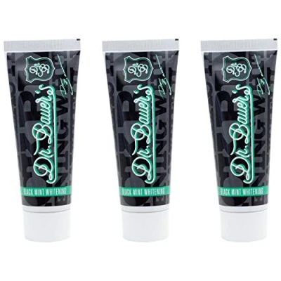 Abbildung von Dr. Bauer&#039;s Black Mint Whitening schwarze Zahnpasta 75ml mit Aktivkohle Kokosöl Fluoridfrei Papain Hydroxyapatit 3er Vorteilspack (3x 75ml)