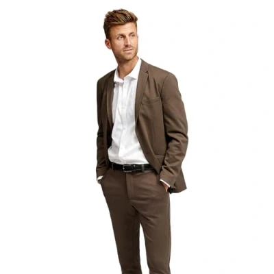 Abbildung von Performance Blazer Herren Dunkelbraun (Größe 54) Stylischer Slim Fit Stretch Sakko Bequemer, praktischer Zwei Knopf für Business &amp; Freizeit