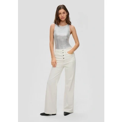 Abbildung von QS HIGH RISE / WIDE LEG Flared Jeans, Damen, Größe: 36x32, Ecru