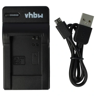 Abbildung von vhbw USB Ladegerät kompatibel mit Samsung BP 70a, 85a, BP70a, BP85a, EA BP70A Kamera Camcorder/Akku Ladeschale, Ladeanzeige, 4,2 V