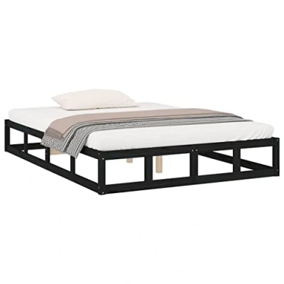 Abbildung von vidaXL Massivholzbett Bettgestell Bett Holzbett Doppelbett Bettrahmen Lattenrost Schlafzimmerbett Schlafzimmermöbel Schwarz 160x200cm