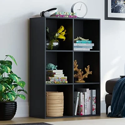 Abbildung von Vida Designs Durham Cube Bücherregal Aufbewahrung Organizer Wohnzimmer Home Office Möbel (6 Würfel, Schwarz)