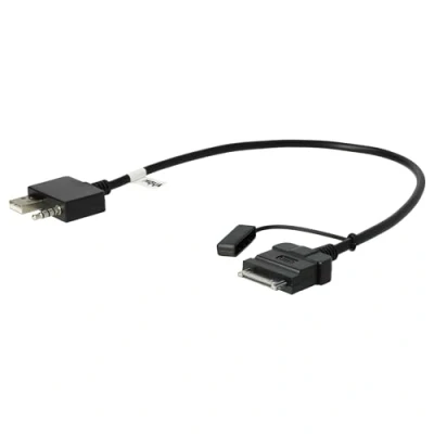 Abbildung von vhbw AUX Line In Adapter Kabel KFZ Radio kompatibel mit Apple iPod Modelle dem 30 poligen Anschluss Auto, Fahrzeug USB