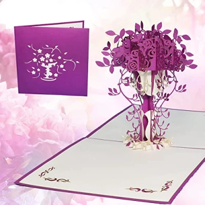 Abbildung von LINPOPUP® POP UP Karte Rosen, 3D Geburtstagskarte, Gutschein Blumen, Gute Besserung, Muttertag Grußkarten; Danke Karte, grußkarten Rosen (Nr.229)