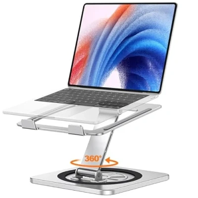 Abbildung von EOIWUY Laptop Ständer mit 360 Drehteller, Verstellbar Stand, Ergonomischer, Belüfteter, Faltbarer Notebook Halterung für Teamarbeit, Kompatibel MacBook Air/Pro, HP (10 16&quot;)