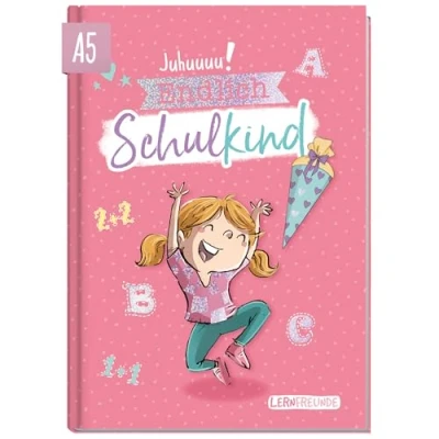 Abbildung von Häfft® Endlich Schulkind A5 Erinnerungsalbum zur Einschulung für Mädchen &quot;Rosa&quot; Hardcover Einschulungsbuch Schulanfang, erster Schultag, Geschenk die Schultüte nachhaltig &amp; klimafreundlich