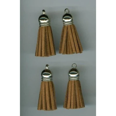 Abbildung von Kwastjes tassel met cap suede licht bruin zilver 3CM 4 ST 12312 1203