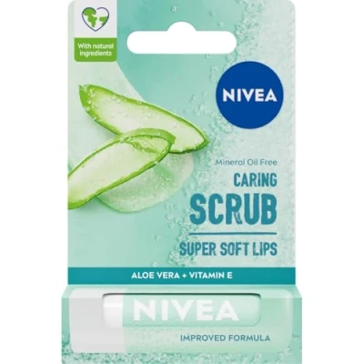 Abbildung von NIVEA 2in1 Aloe Vera Lippenpeeling (4,8 g), pflegender Lippenbalsam mit und Vitamin E, sanftes Peeling für superweiche Lippen, intensive Lippenpflege, kein Abwischen nötig